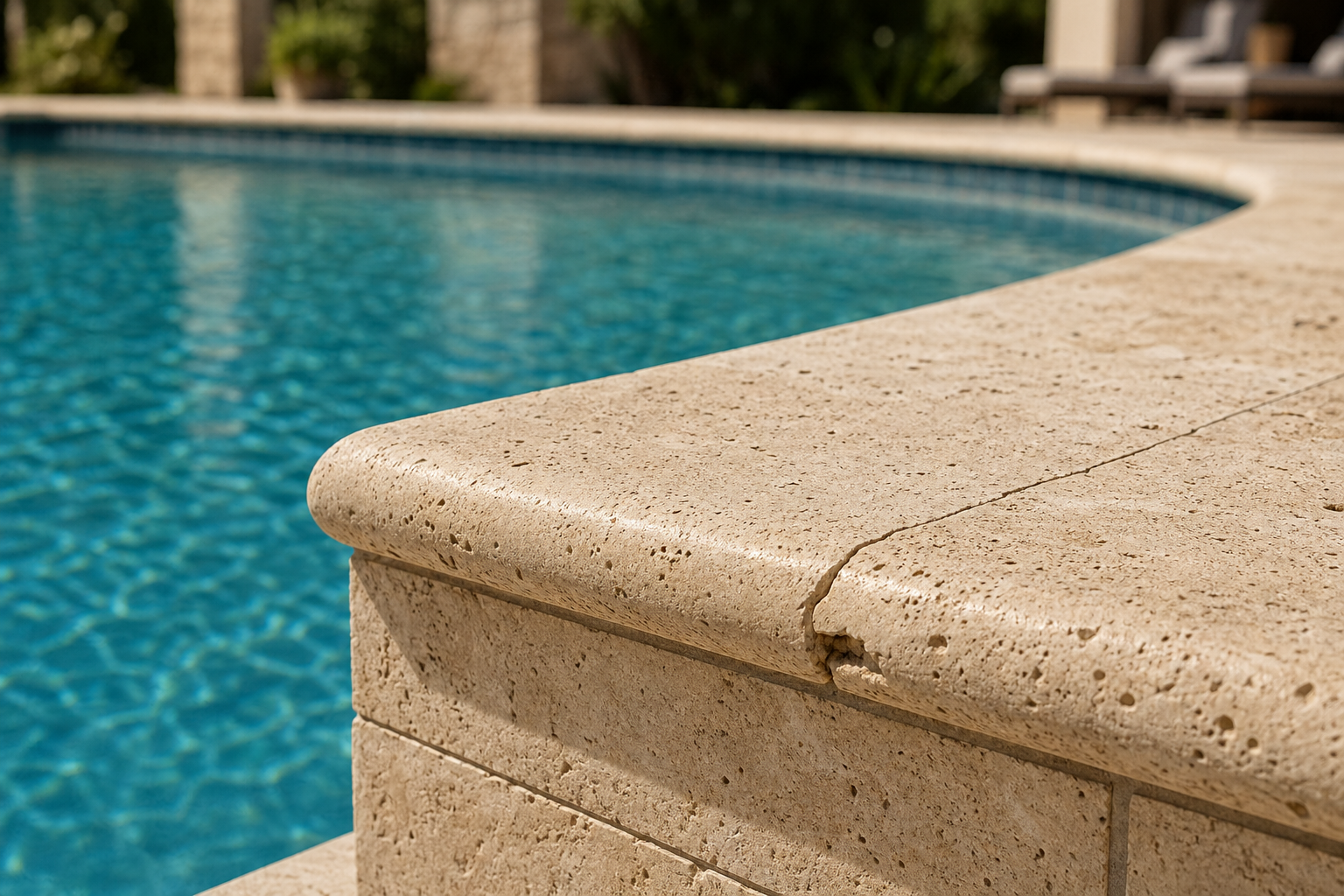 Travertine Pool Coping Repair Guide (2026): Cracked, Chipped, or Loose Coping Explained