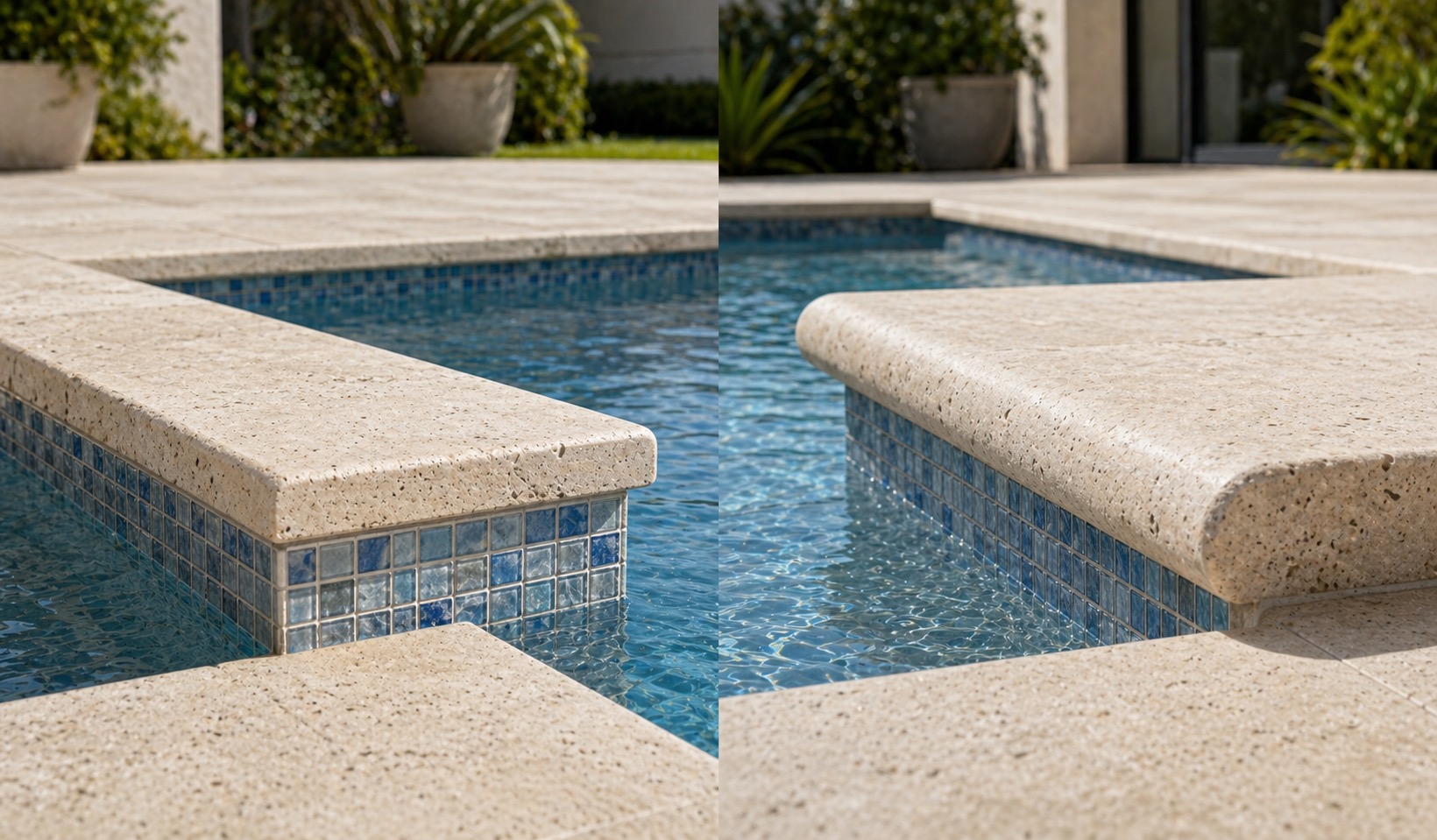 Eased Edge vs Bullnose Travertine Pool Copings (2026 Guide for a Clean, Safe Pool Edge)